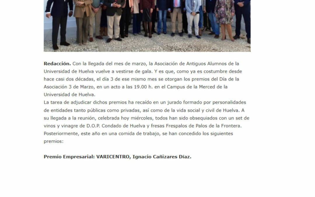 Galardón Empresarial al Dr. Ignacio Cañizares y al Grupo VARIcentro en Huelva Buenas Noticias